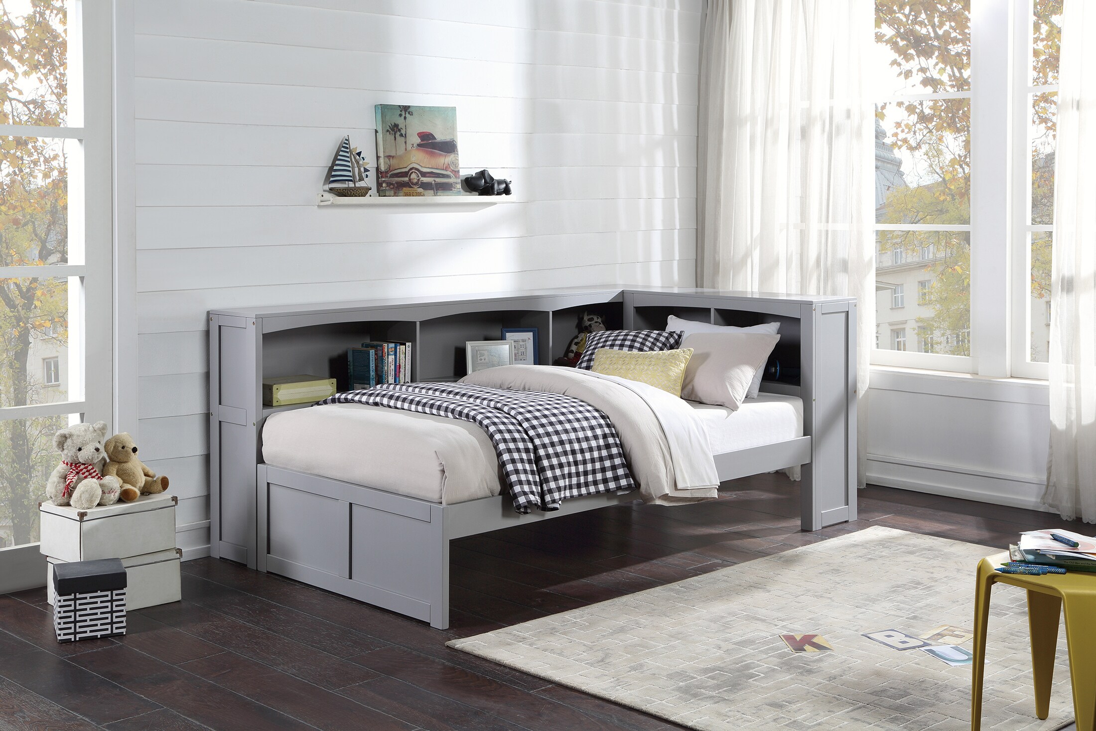 Colors Twin Corner Bookcase Bed