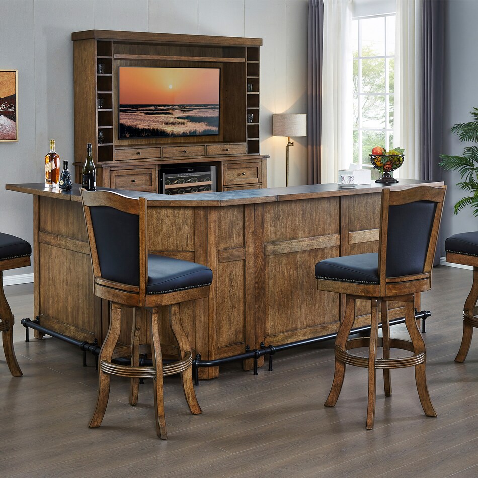  brown pub   bar units   stools   