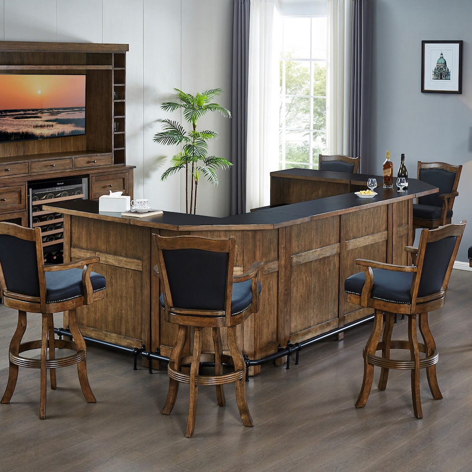  brown pub   bar units   stools   