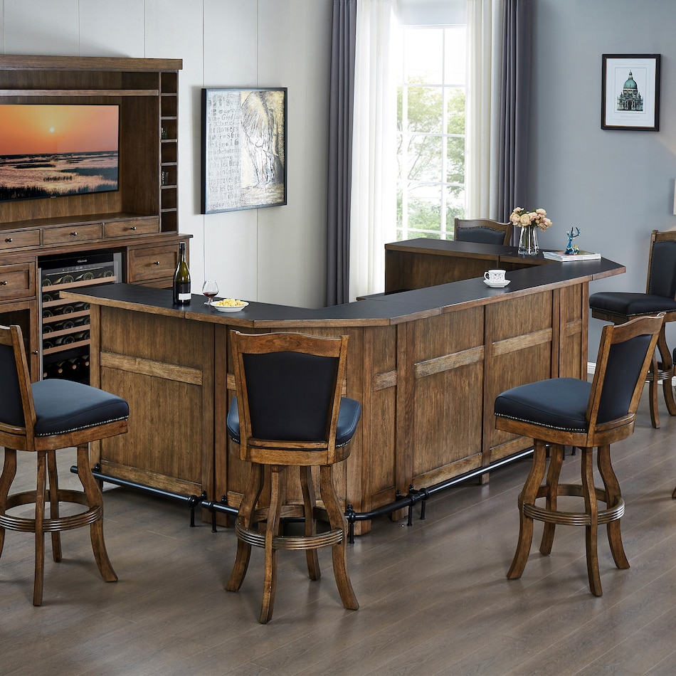  brown pub   bar units   stools   