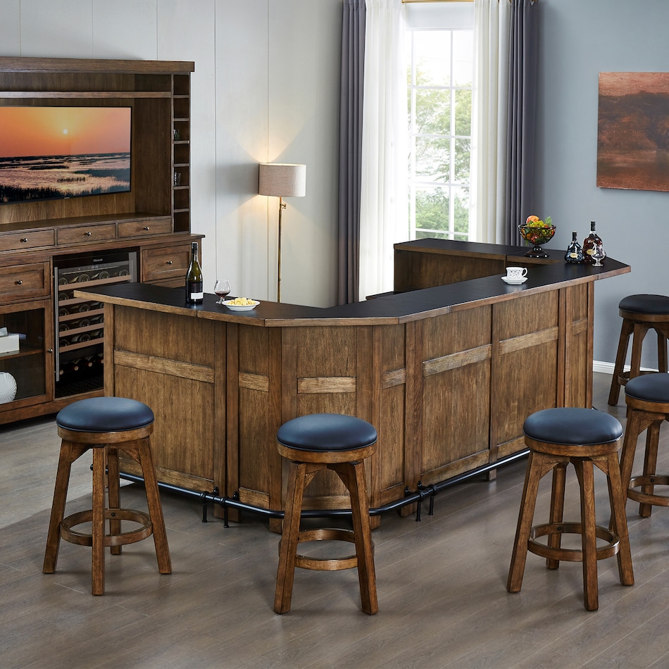  brown pub   bar units   stools   