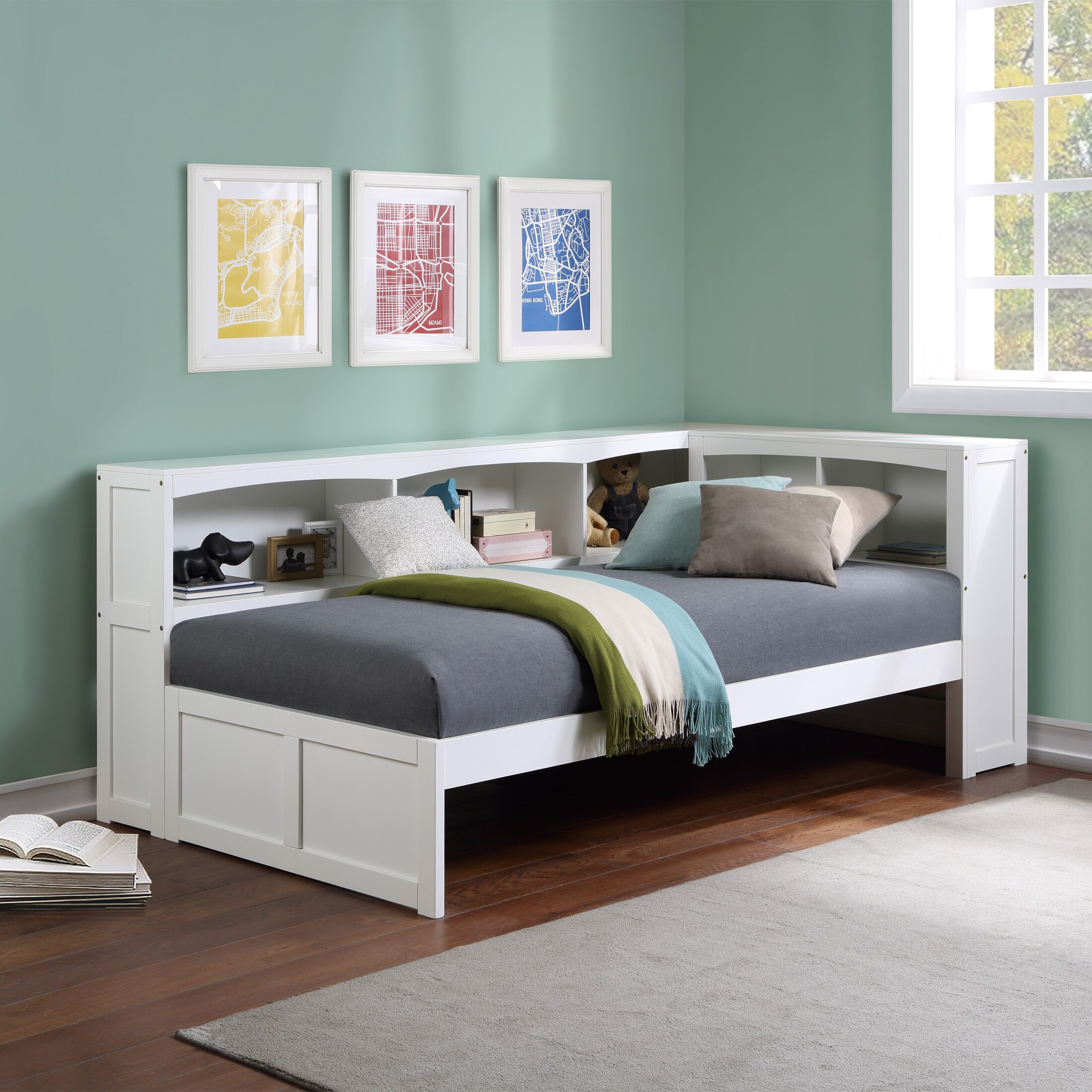 Colors Twin Corner Bookcase Bed