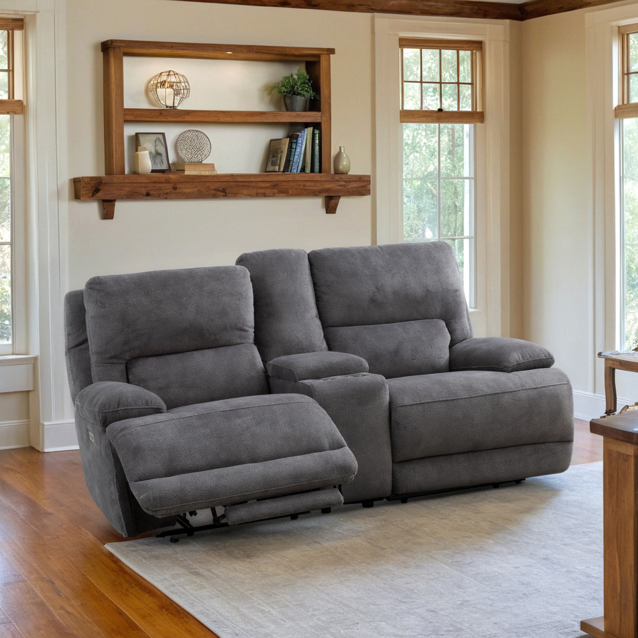 Comfort Canvas Reclining Loveseat with Consol