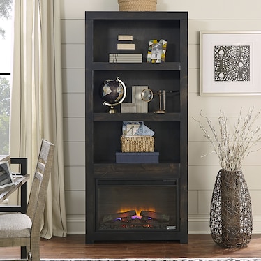 Avery Loft Bookcase with Fireplace Insert