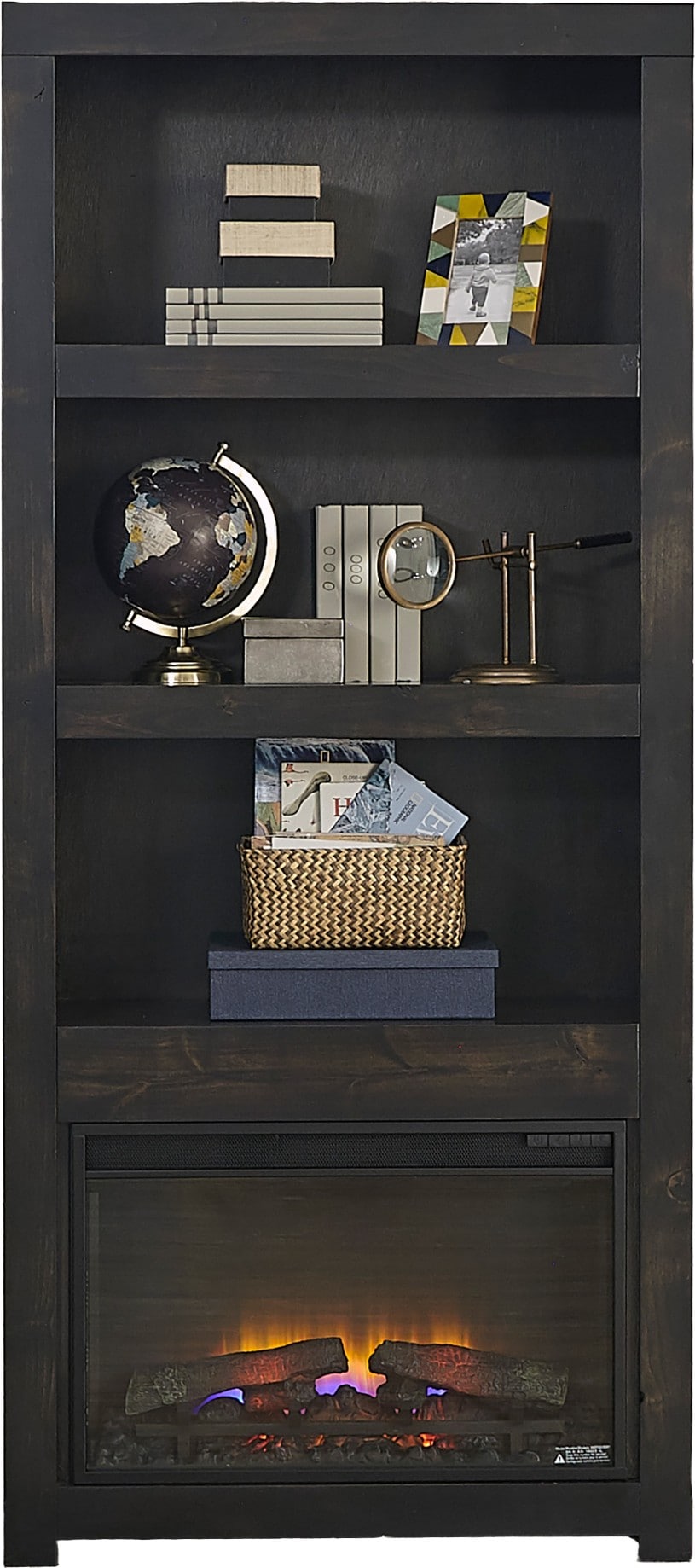 Avery Loft Bookcase with Fireplace Insert