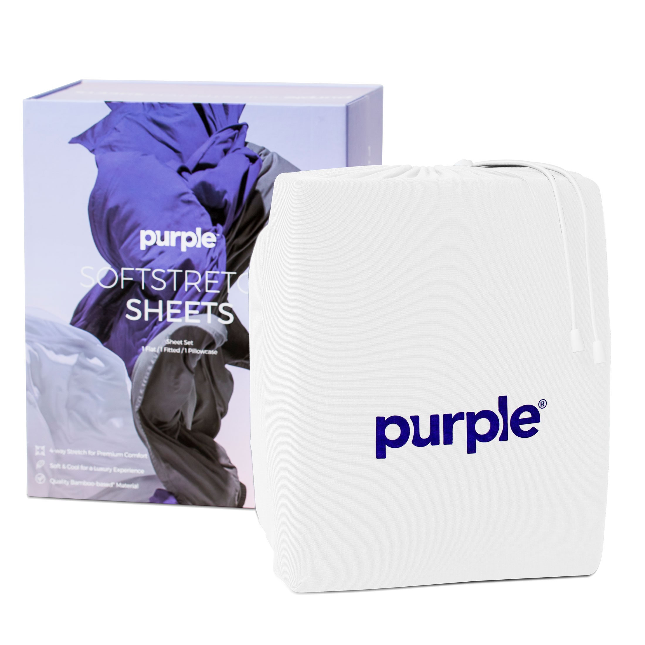 SoftStretch Full True White Sheet Set