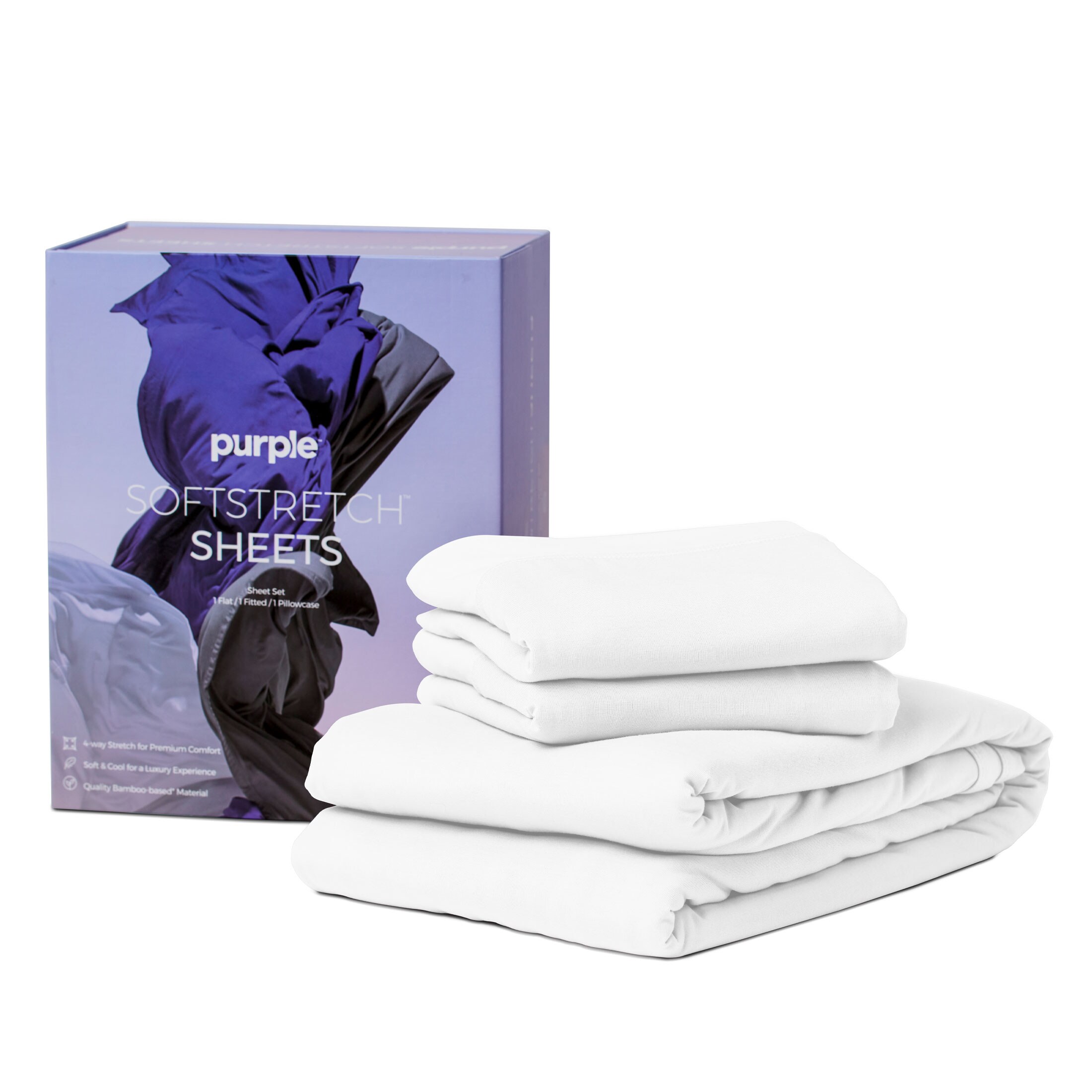SoftStretch Full True White Sheet Set