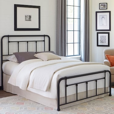 Textured Black Metal Accent Bed