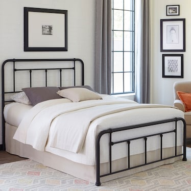 Textured Black Metal Accent Bed