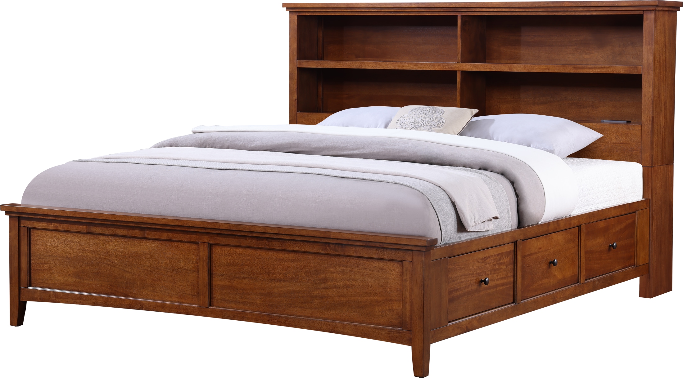 Spencer 2 Queen Bookcase Storage Bed
