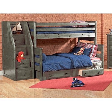 T/F BUNK BED W/STORAGE&STAIRS