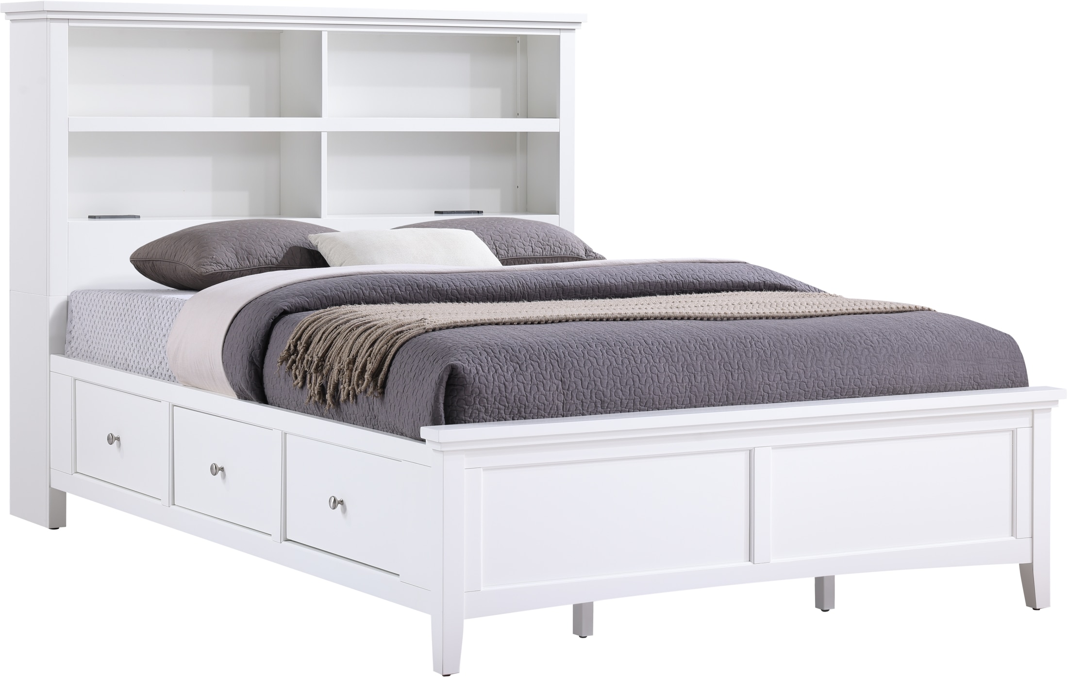 Spencer 2 Queen Bookcase Storage Bed