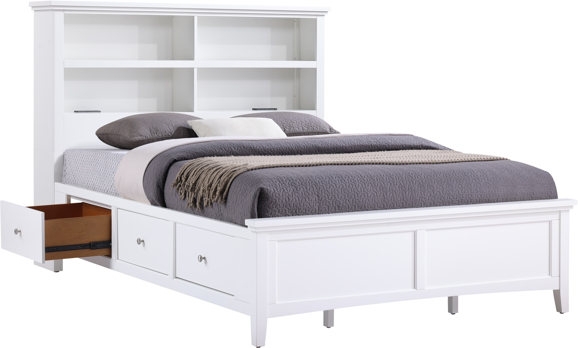 Spencer 2 Queen Bookcase Storage Bed